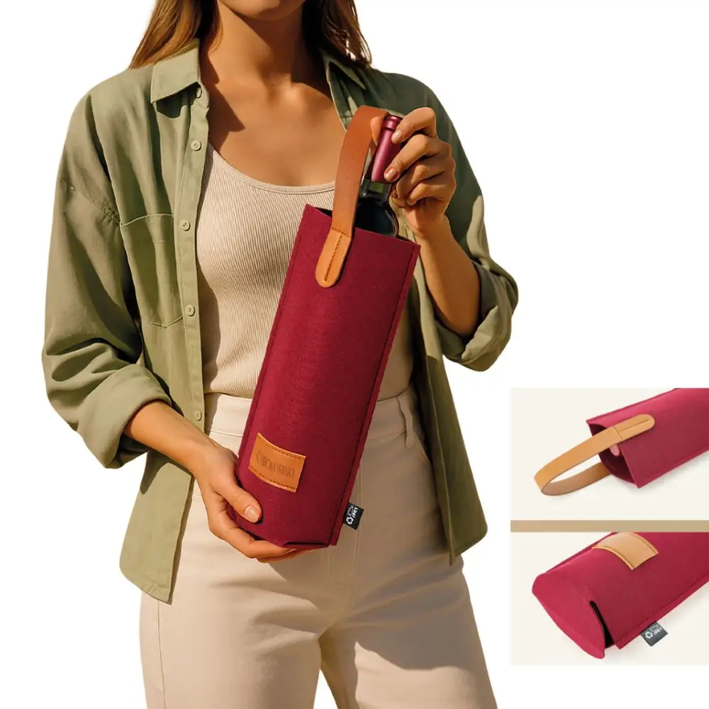 Bolsa para Garrafa de Vinho em Feltro